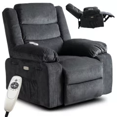 JASPER Elektromos Dönthető Masszázsfotel Sötétszürke