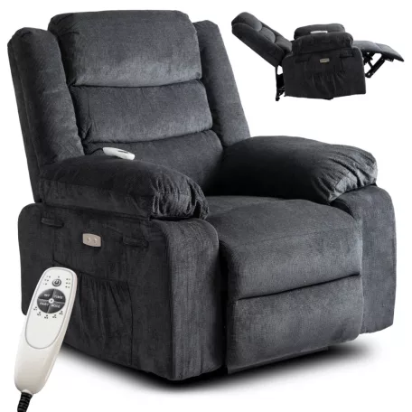 JASPER Elektromos Dönthető Masszázsfotel Sötétszürke