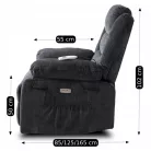 JASPER Elektromos Dönthető Masszázsfotel Sötétszürke