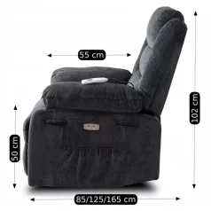 JASPER Elektromos Dönthető Masszázsfotel Sötétszürke