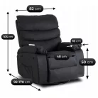 BRUCE Dönthető Masszázsfotel Ringató funkcióval, Fekete Ökobőr