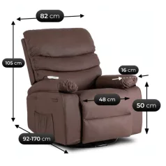   BRUCE Dönthető Masszázsfotel Ringató funkcióval, Barna Ökobőr