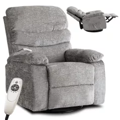   BRUCE Dönthető Masszázsfotel Ringató Funkcióval, Szürke Bársony