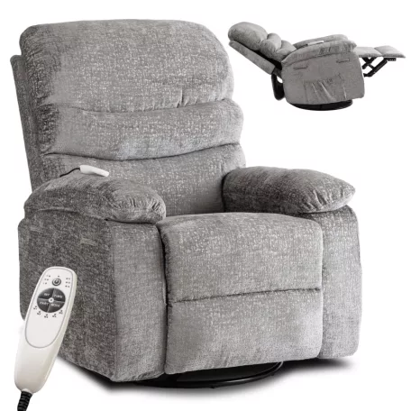 BRUCE Dönthető Masszázsfotel Ringató Funkcióval, Szürke Bársony