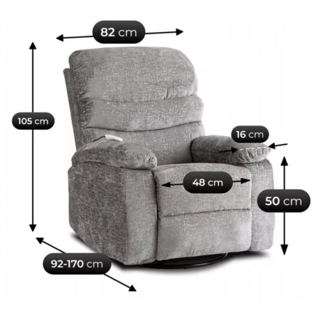 BRUCE Dönthető Masszázsfotel Ringató Funkcióval, Szürke Bársony