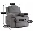 FENIX Elektromos Dönthető Masszázsfotel Felállási Funkcióval Szürke