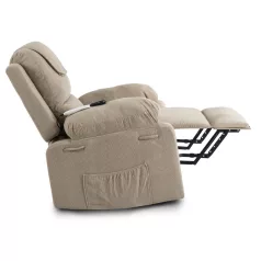   FENIX Elektromos Dönthető Masszázsfotel Felállási Funkcióval, Bézs Kordbársony
