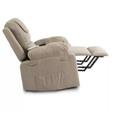 FENIX Elektromos Dönthető Masszázsfotel Felállási Funkcióval, Bézs Kordbársony