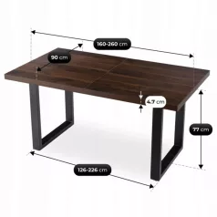 EDWIN Kihúzható asztal 160-260 cm Diófa/Fekete