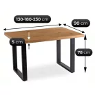 TOMAS Kihúzható asztal 130-230 cm Aranytölgy/Fekete