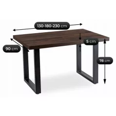 TOMAS Kihúzható asztal 130-230 cm Dió/Fekete