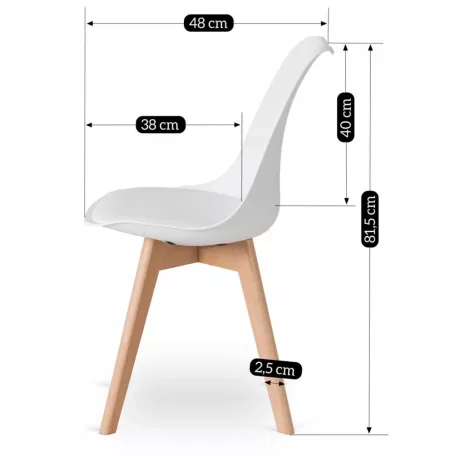 SCANDI szék, fehér/tölgyfa, műbőr