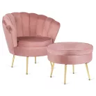 GRAND Fotel Lábtartóval, Rózsaszín Bársony