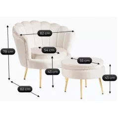 GRAND Fotel Lábtartóval, Krém Bársony