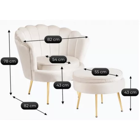 GRAND Fotel Lábtartóval, Krém Bársony