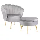 GRAND Fotel Lábtartóval, Szürke Bársony