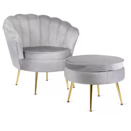 GRAND Fotel Lábtartóval, Szürke Bársony