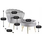 GRAND Fotel Lábtartóval, Szürke Bársony