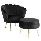 GRAND Fotel Lábtartóval, Fekete Bársony