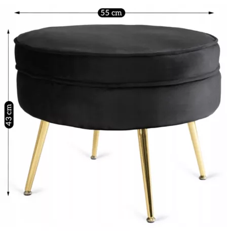 GRAND Fotel Lábtartóval, Fekete Bársony