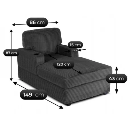 NEO szürke kordbársony nyugágy