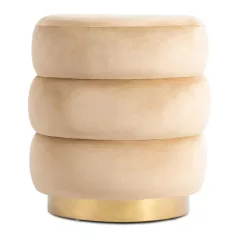 AURA bézs bársony kárpitozott puff