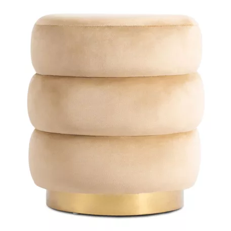 AURA bézs bársony kárpitozott puff