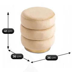 AURA bézs bársony kárpitozott puff