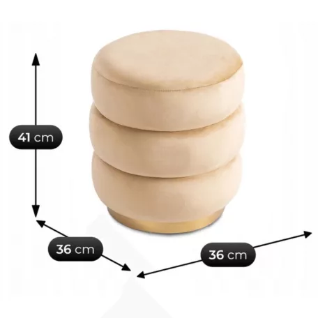 AURA bézs bársony kárpitozott puff