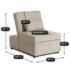 IBERIS 67 cm-es dönthető fotel alváshoz bézs színben