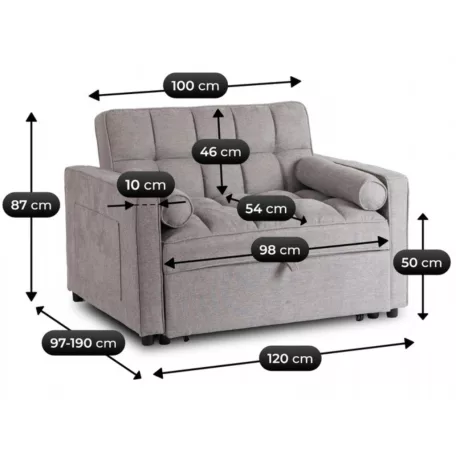 CORRA dönthető hálófotel szürke színben