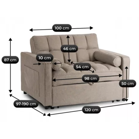 CORRA Dönthető Alvófotel Sötétbézs