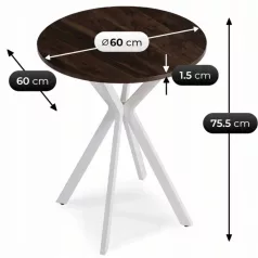 LAUREN asztal 60 cm Dió/Fehér