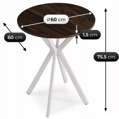 LAUREN asztal 60 cm Dió/Fehér