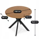 LAUREN asztal 80 cm Aranytölgy/Fekete