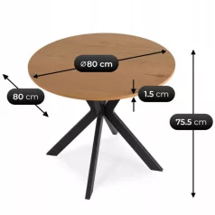 LAUREN asztal 80 cm Aranytölgy/Fekete