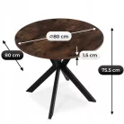 LAUREN asztal 80 cm rusztikus tölgy/fekete