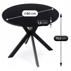 LAUREN asztal 80 cm fekete