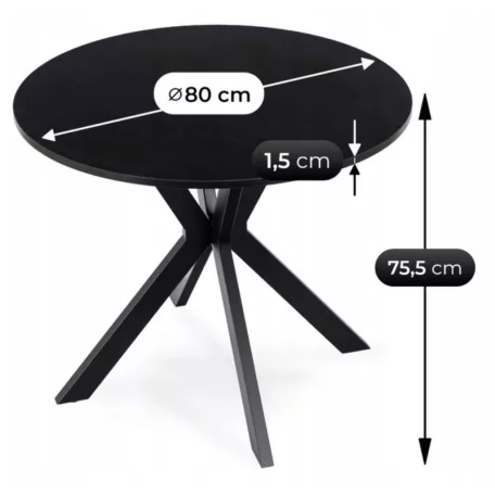 LAUREN asztal 80 cm fekete