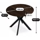 LAUREN asztal 80 cm Dió/Fekete