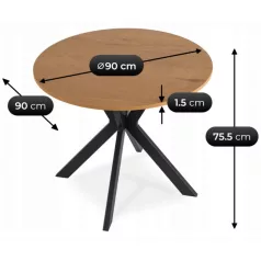 LAUREN asztal 90 cm Aranytölgy/Fekete