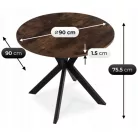 LAUREN asztal 90 cm rusztikus tölgy/fekete