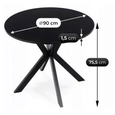 LAUREN asztal 90 cm fekete