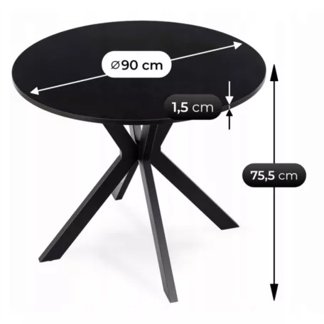 LAUREN asztal 90 cm fekete