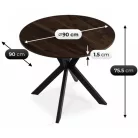 LAUREN asztal 90 cm Dió/Fekete