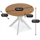 LAUREN asztal 90 cm tölgyfa/fehér