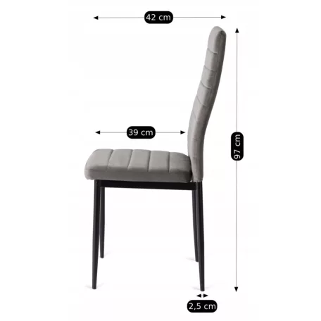 NARIS szürke bársony szék