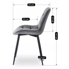 CHRIS szürke bársony szék