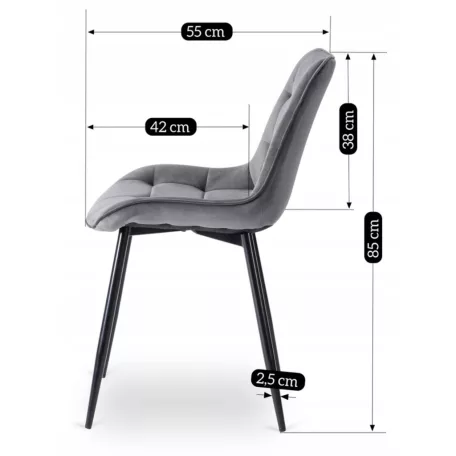 CHRIS szürke bársony szék