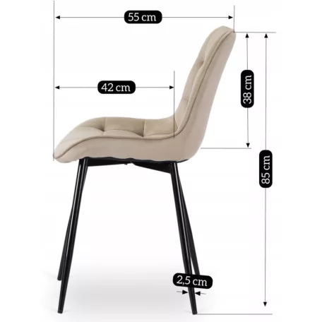 CHRIS bézs bársony szék